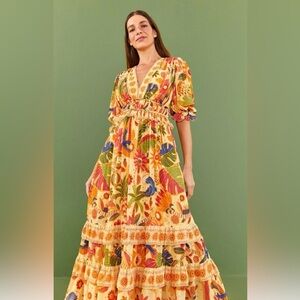 FARM Rio Tapestry Yellow Maxi Dress